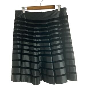 Carmen Marc Valvo Silk/Velvet Striped A-Line Skirt.